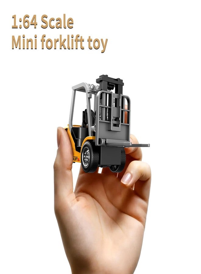 Dwi Dowellin Mini 1/64 RC Forklift Toy, Remote Control Forklift Truck, 2 in 1 Transformable Lift Fork & Hook for Adults Kids Boys and Girls(Yellow) - Image 3