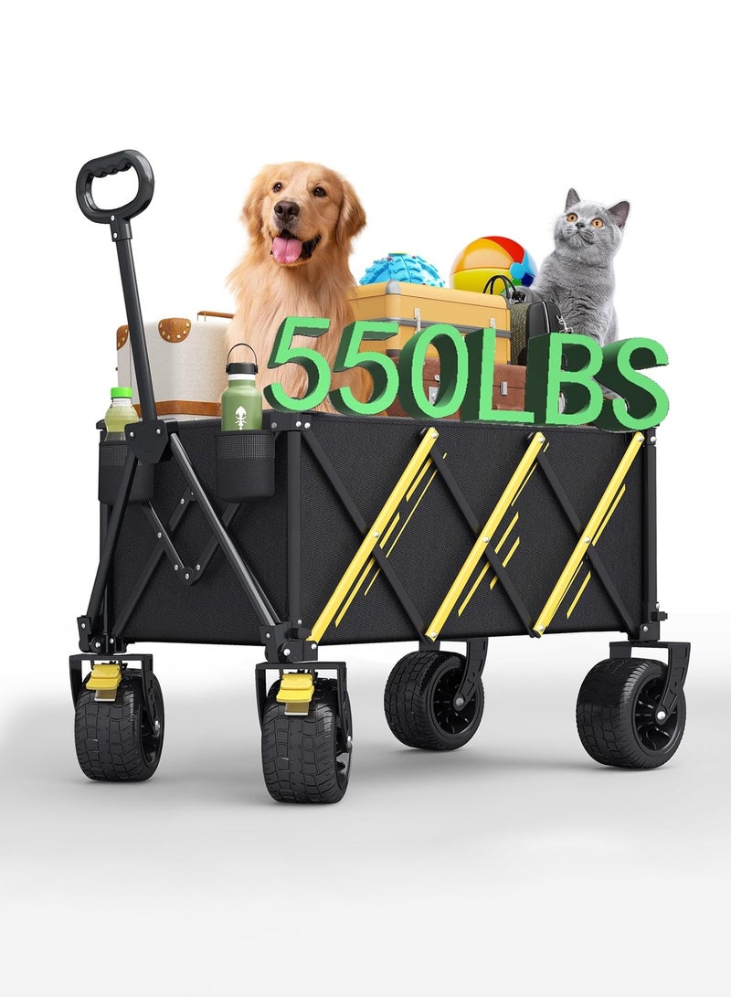 Bukela Wagons carts Foldable，Collapsible Wagon Foldable Wagon, Gather Heavy Duty Garden cart, Portable cart，Pets carts，with Large All-Terrain Beach Wheels and Drink Holder for Sports, Shopping, Camping - Image 1