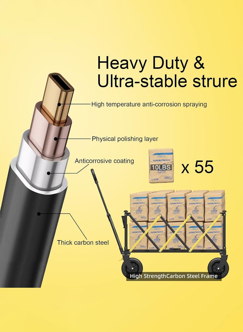 Bukela Wagons carts Foldable，Collapsible Wagon Foldable Wagon, Gather Heavy Duty Garden cart, Portable cart，Pets carts，with Large All-Terrain Beach Wheels and Drink Holder for Sports, Shopping, Camping - Image 5