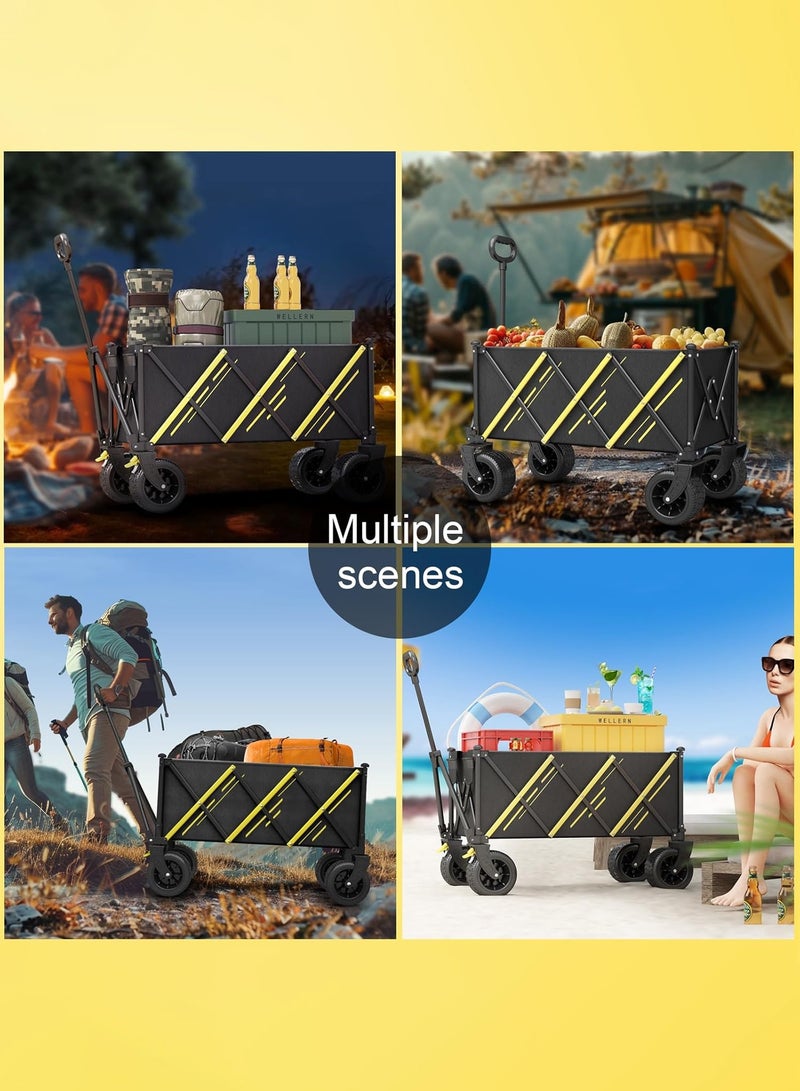 Bukela Wagons carts Foldable，Collapsible Wagon Foldable Wagon, Gather Heavy Duty Garden cart, Portable cart，Pets carts，with Large All-Terrain Beach Wheels and Drink Holder for Sports, Shopping, Camping - Image 3