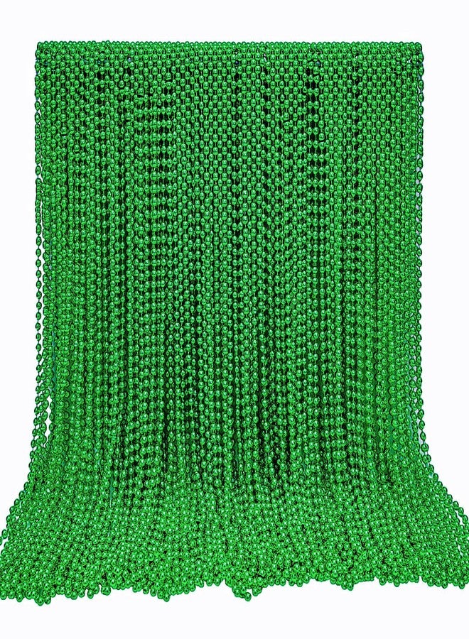 Garma Rukie 144 Pcs St.patrick’s Day Beads Bulk, 33 Inch 7mm Green Carnival Beaded Necklaces Decorations For St.patrick’s Day Festivals, Mardi Gras Parades, Night Club Dress-up Events Party Costume - Image 1