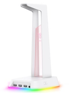 onikuma ONIKUMA ST-2 white with 2 USB + Audio Port Headphone Support Headphone Desk Holder Hanging Storage Accessories  - Image 2