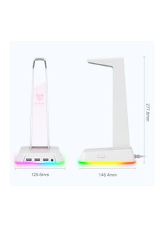 onikuma ONIKUMA ST-2 white with 2 USB + Audio Port Headphone Support Headphone Desk Holder Hanging Storage Accessories  - Image 3