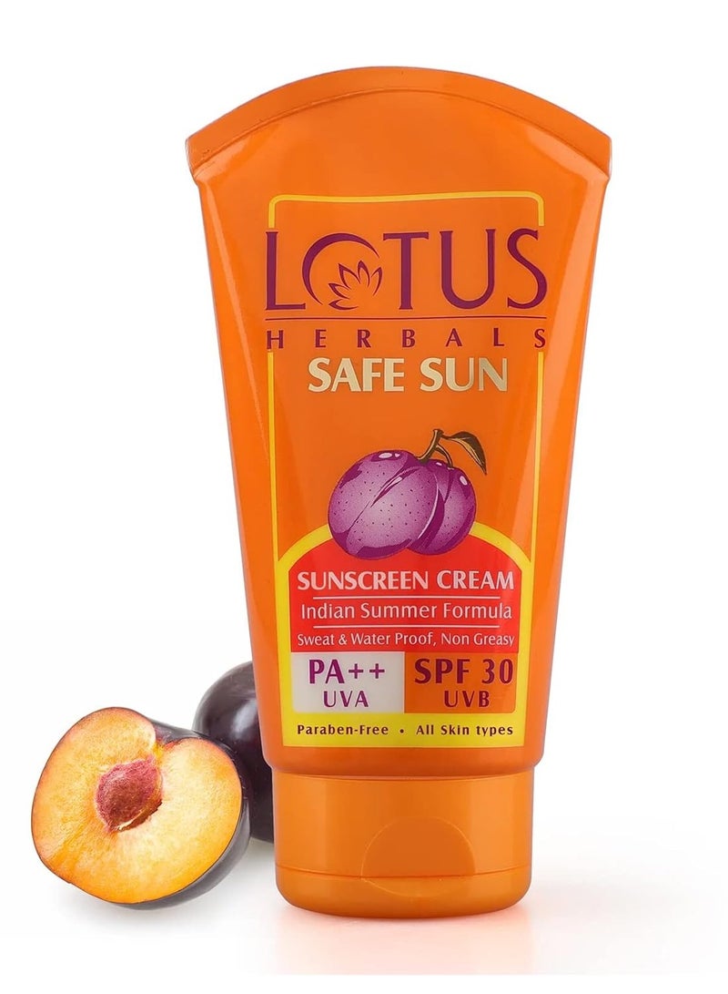 LOTUS HERBALS Sunscreen SPF 30 PA++ Black Plum Extract water proof  sweat proof, non greasy sunblock Suitable for all skin types 50g  - Image 1