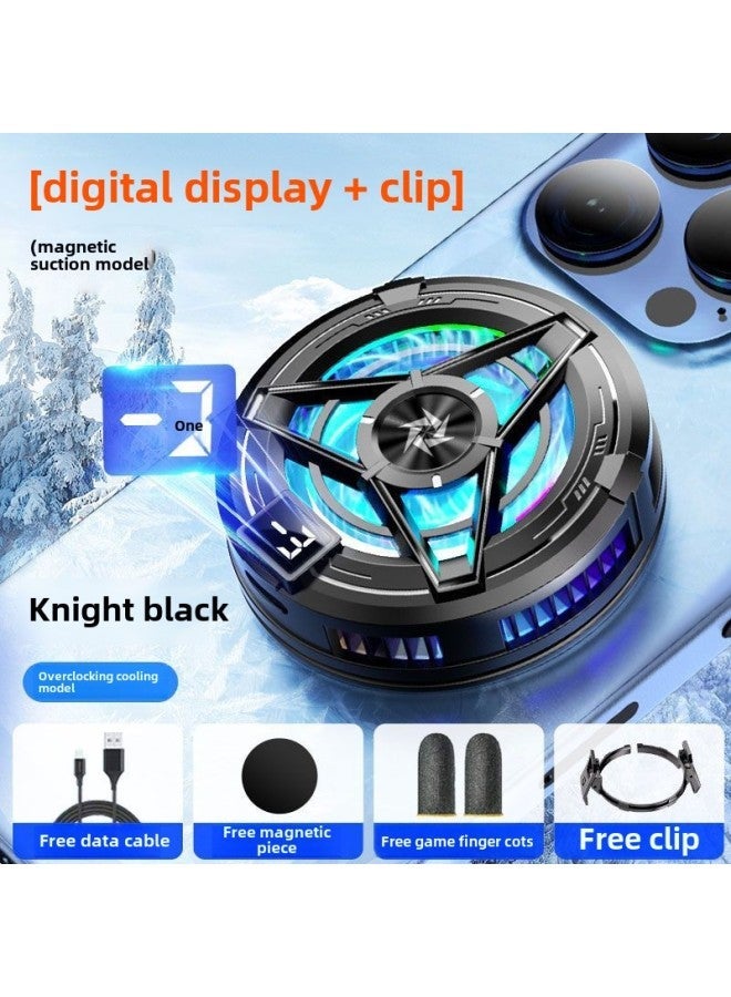 Semiconductor Intelligent Mobile Phone Cooler Magnetic Absorption TEC Refrigerator Back Clip Style Game Cooling Tool-Color:[Electric Competition Quality Finger Coat] Radiator-Digital Display Clip-Black  - Image 1