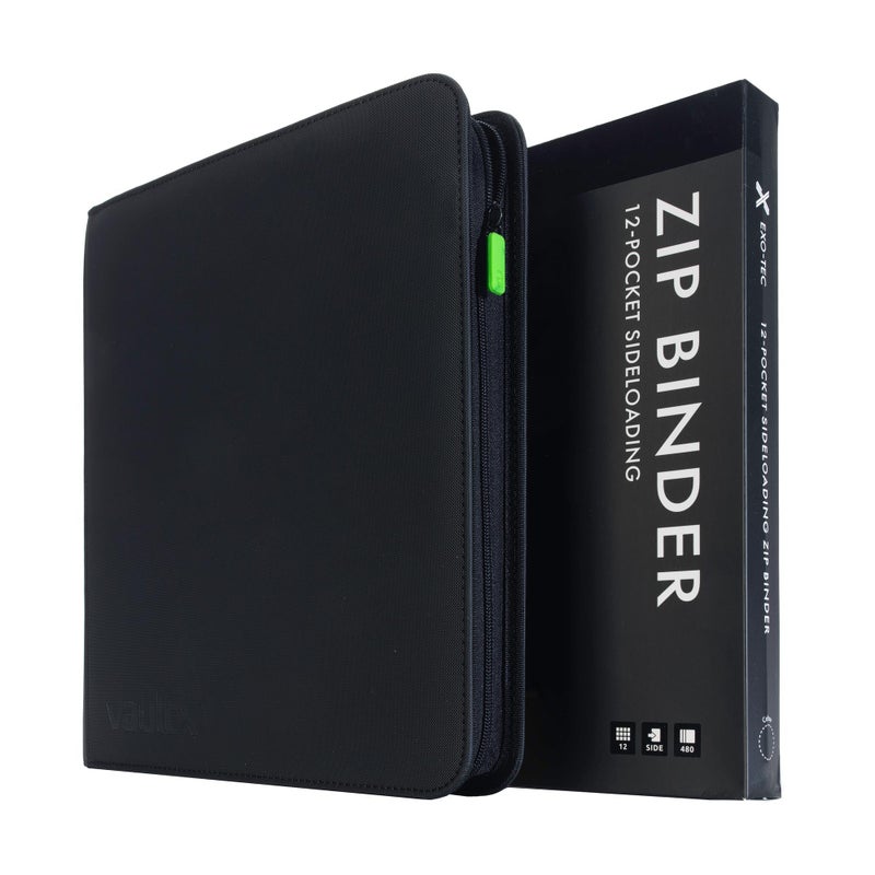 Vault X 12 Pocket Trading Card Zip Binder 480 Cards Premium ExoTec Album Material 20 SideLoading Pages Folder Sports TCG Black - Image 2