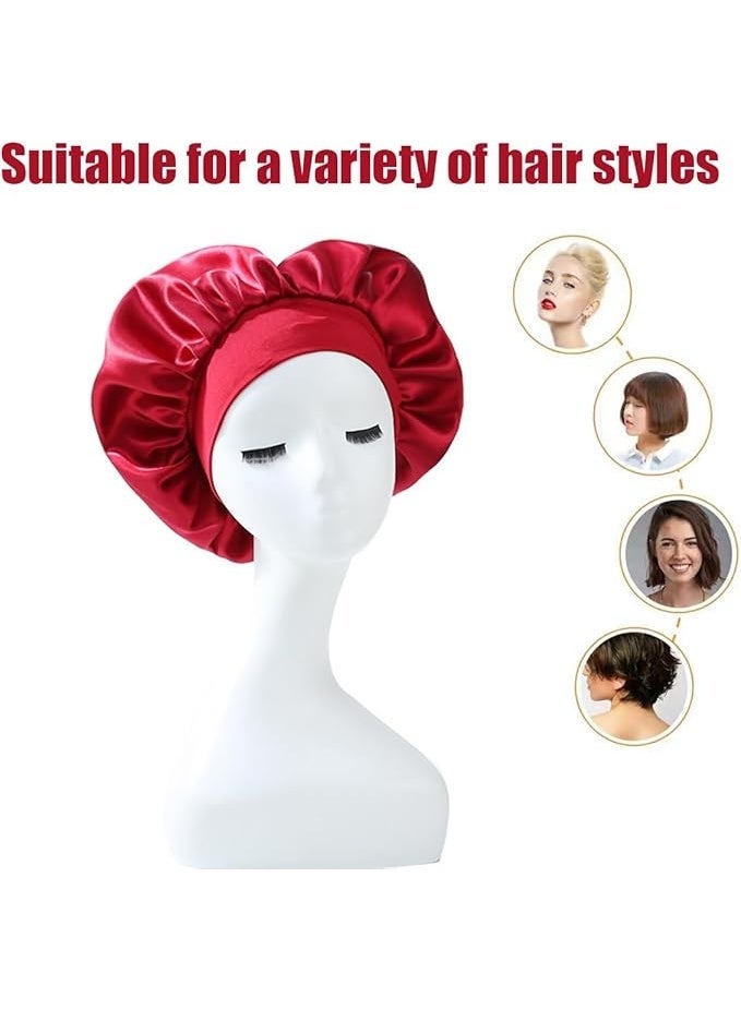 Kimaya Satin Silk Bonnet Compatible with Curly Hair, Hair Bonnet Silk Wrap for Sleeping, Night Sleep Cap for Men Women (Royal Burgundy) - Image 4