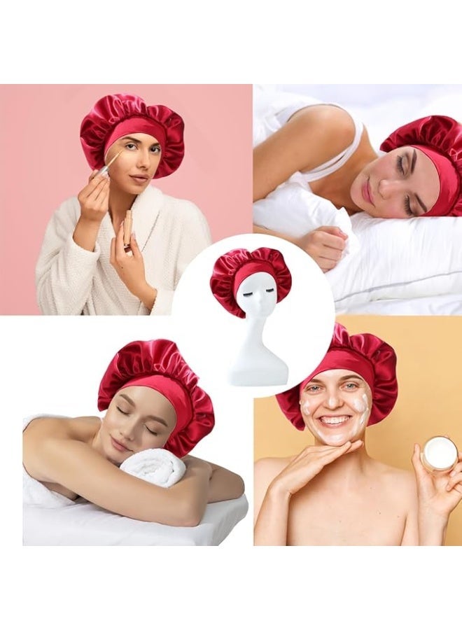 Kimaya Satin Silk Bonnet Compatible with Curly Hair, Hair Bonnet Silk Wrap for Sleeping, Night Sleep Cap for Men Women (Royal Burgundy) - Image 5