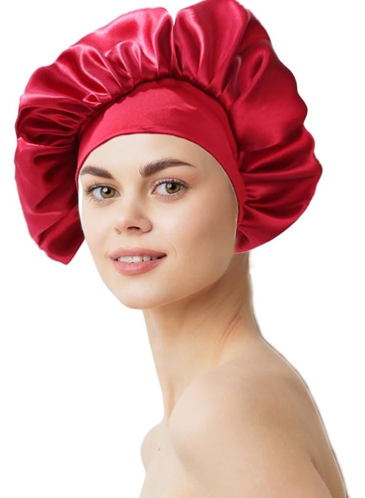 Kimaya Satin Silk Bonnet Compatible with Curly Hair, Hair Bonnet Silk Wrap for Sleeping, Night Sleep Cap for Men Women (Royal Burgundy) - Image 2