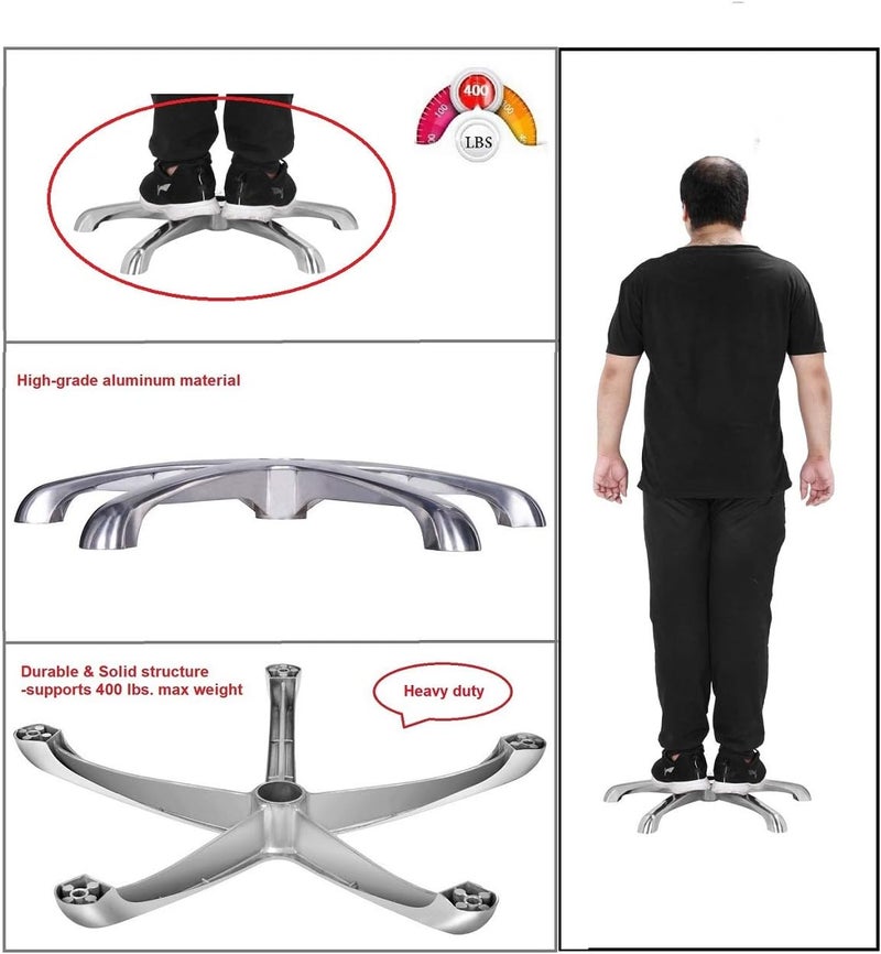 Kaleurrier Chair Stool BaseOffice Chair Replacement PartsReinforced Sturdy Aluminum 5 Legs BaseHeavy Duty Holds up 400 lbsin Universal Standard Size  252 inches - Image 4