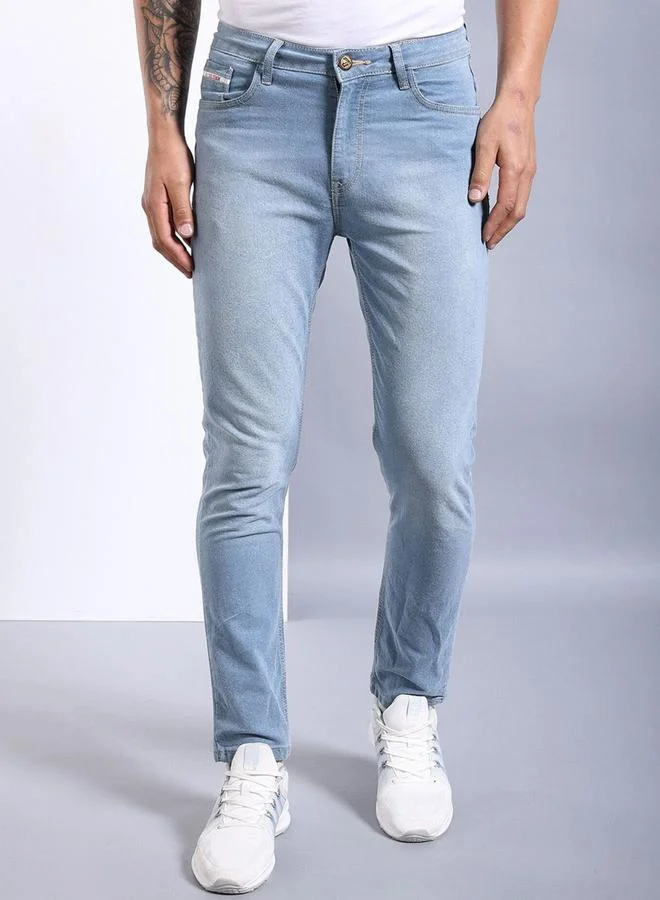The Indian Garage Co The Indian Garage Co Men Light Blue Mid Rise Skinny Fit Jeans