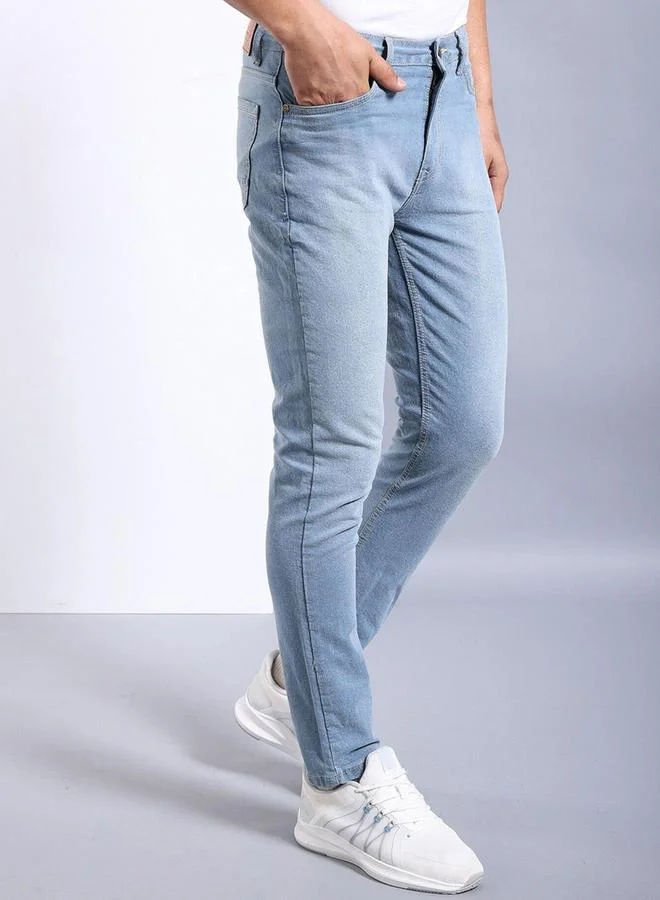 The Indian Garage Co The Indian Garage Co Men Light Blue Mid Rise Skinny Fit Jeans