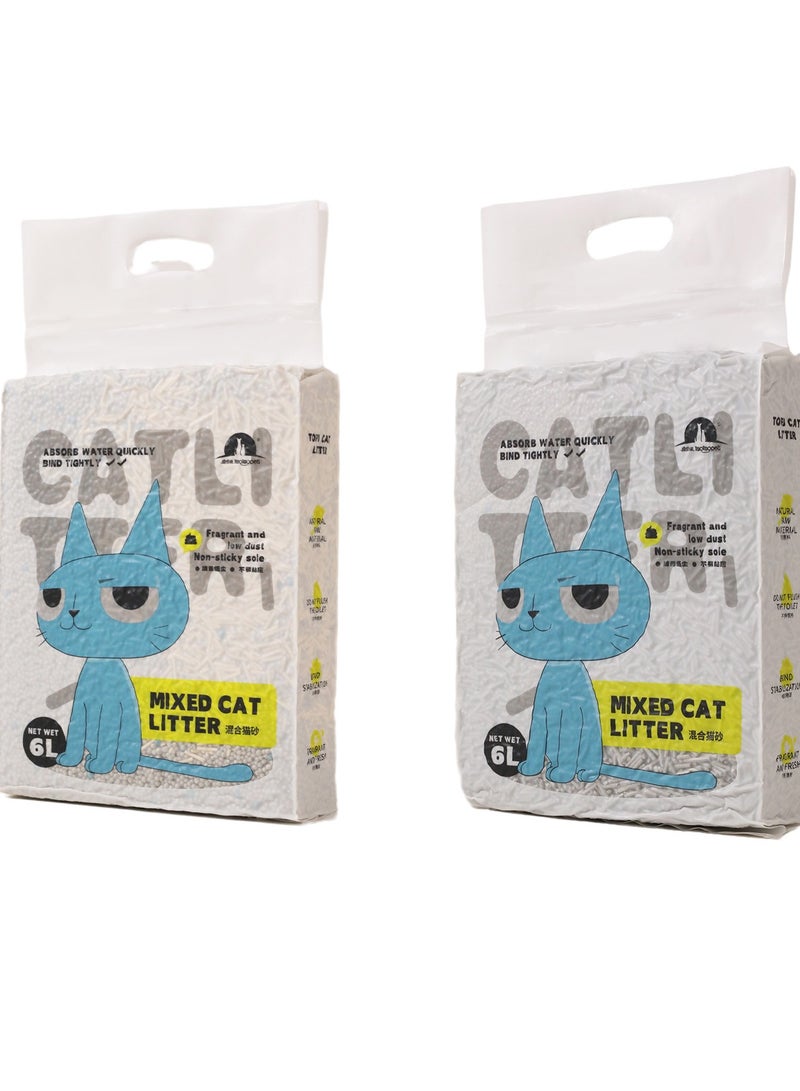 CityRiya-Long Cat Litter, Clumping Cat Litter Natural Ingredients, 2 Packs 12L Low Dust Superior Odor Control Cats Litters, Kitty Litters, Hard Clumping Moisture Absorbing Clay Multi Cats Litter (Charcoal B)  - Image 1