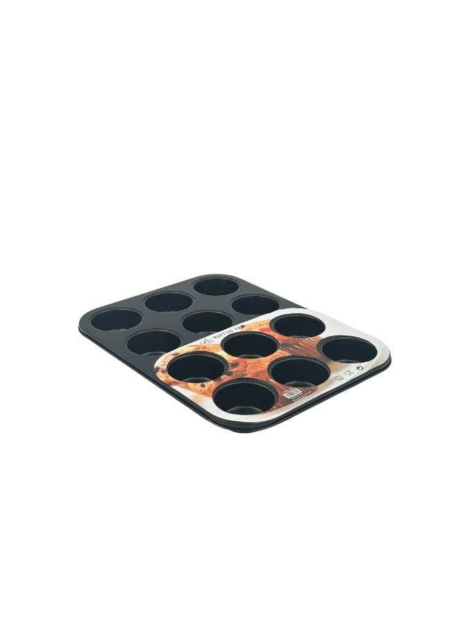B&D Premium Non-Stick Cupcake Mold Set 12 Pieces Carbon Steel Muffin Pan Mini Cupcake Baking Tray Durable Rust Resistant Bakeware Easy Clean Dishwasher Safe Even Heat Distribution For Cakes Muffins Desserts And Home Baking - Image 3
