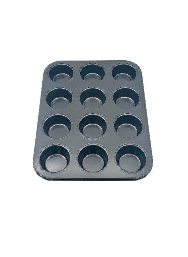 B&D Premium Non-Stick Cupcake Mold Set 12 Pieces Carbon Steel Muffin Pan Mini Cupcake Baking Tray Durable Rust Resistant Bakeware Easy Clean Dishwasher Safe Even Heat Distribution For Cakes Muffins Desserts And Home Baking - Image 2