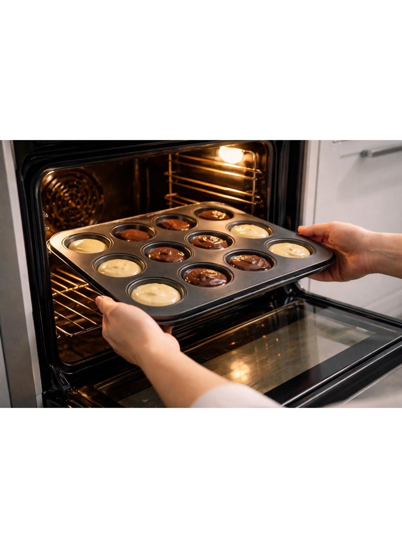 B&D Premium Non-Stick Cupcake Mold Set 12 Pieces Carbon Steel Muffin Pan Mini Cupcake Baking Tray Durable Rust Resistant Bakeware Easy Clean Dishwasher Safe Even Heat Distribution For Cakes Muffins Desserts And Home Baking - Image 5