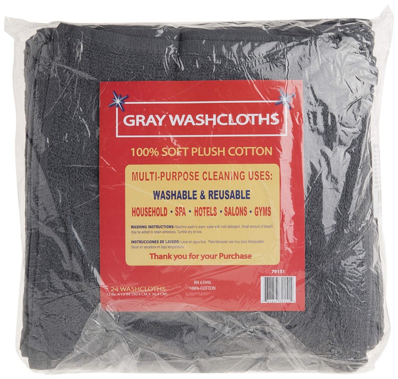 Simpli-Magic Towels, 12”x12” Washcloths, Gray 24 Count - Image 4