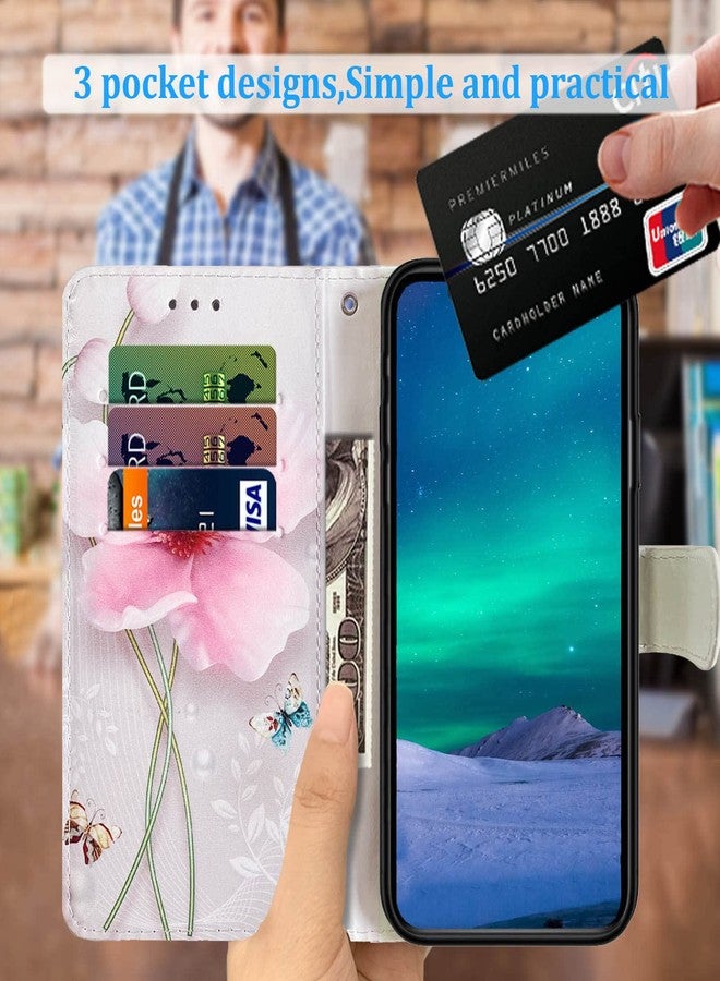 جانكالم جراب محفظة JanCalm متوافق مع iPhone 11، مصنوع من جلد PU فاخر بنقشة زهور [حزام للمعصم] [فتحات للبطاقات/النقود] غطاء قابل للطي مع خاصية الحامل (زهرة لؤلؤية) - Image 2