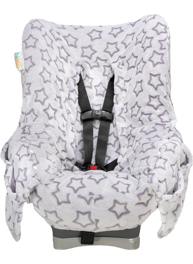 Niko Easy-Wash Children's Car Seat Cover & Liner -Minky -Silver Star - Image 1