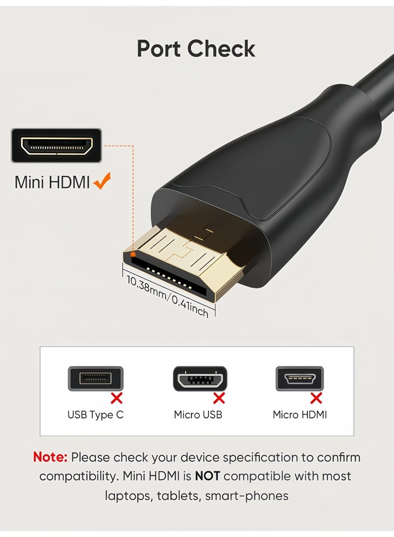 Angola Panda 1.5M HDMI To Mini HDMI Cable Black,High Speed 4K 60Hz HDMI Adapter Male to Male, Compatible with Camera, Camcorder, Laptops, Graphics Card, HDTV, Tablet, EOS RP/EOS 7D Mark II/XA40 - Image 3