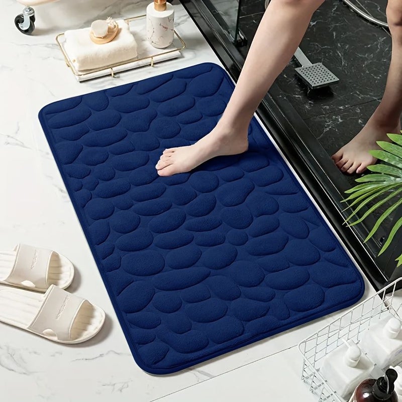 1 قطعة سجادة حمام منقوشة بالحجر فائقة الامتصاص، غير قابلة للانزلاق للأرضيات الداخلية، ممتازة فائقة النعومة ومريحة لحوض الاستحمام والدش والحمام، لون رمادي داكن، مقاس 50 سم × 80 سم. - Image 4