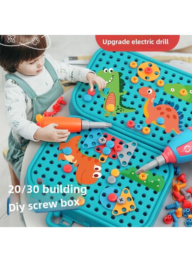 Popular Children's DIY Toy Repair Toolbox Electric Hand-twist Screw Repair Puzzle For Baby-Color:211 [space] Toolbox + Electric Drill