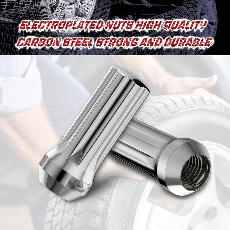Richeer 32 Chrome Wheel Lug Nuts with Socket Key - Image 5