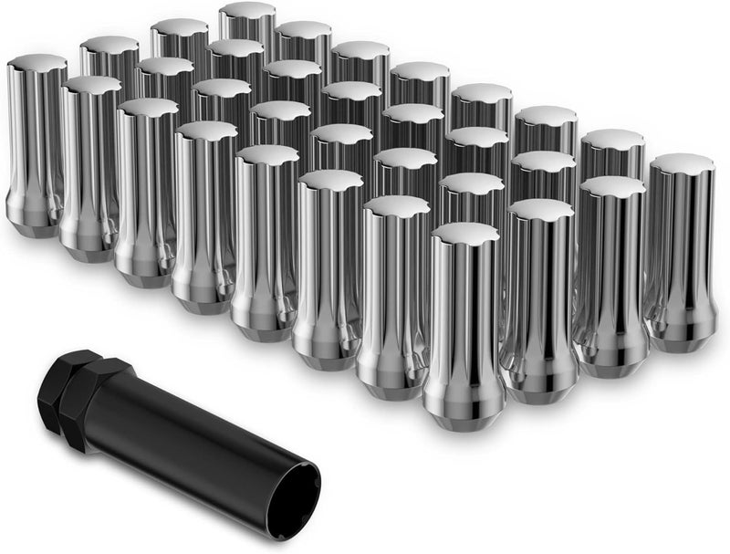 Richeer 32 Chrome Wheel Lug Nuts with Socket Key - Image 1