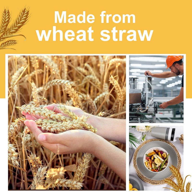 LIYH Love in your heart LIYH 16 Pcs Plastic Wheat Straw Dinnerware Sets for 4  Plates and Bowls Sets Reusable Tableware Dish Set for 4 Include Wheat Straw Plates Bowls Cups Microwave Dishwasher Safe - Image 3