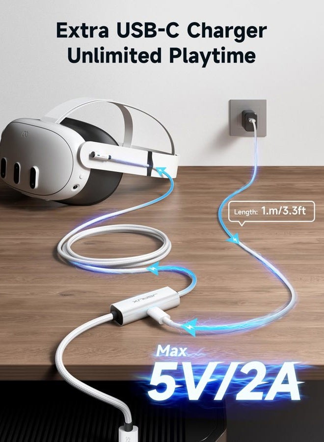 jsaux Link Cable 5M with Charging Compatible with Meta Quest 3S/Quest3/2/Pro Accessories【Charging While Playing】 USB 3.0 High Speed Data Compatible with Oculus 3S/3/2/Pro, Pico 4, PC VR, Steam VR - Image 3