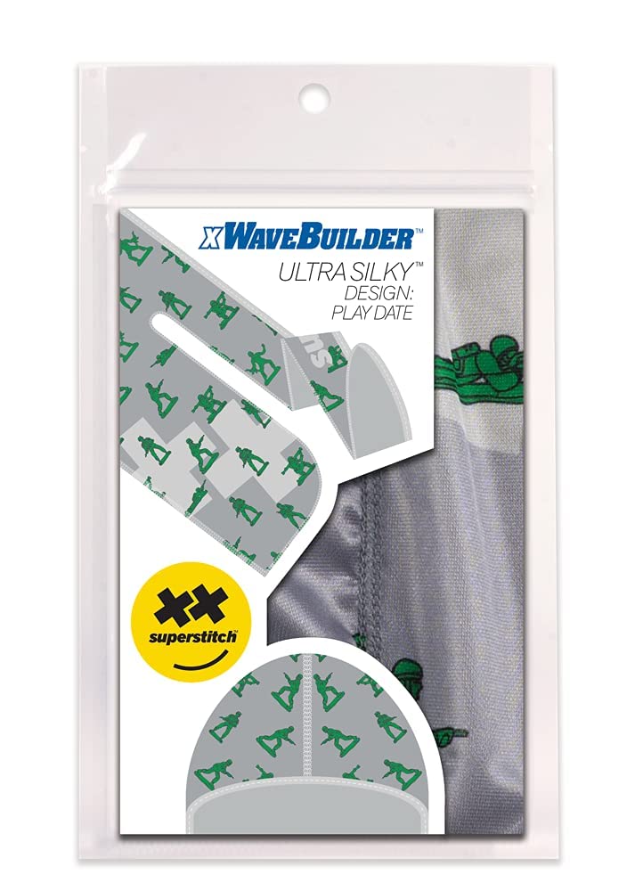 Superstitch Supersilky Ultra Silky Durag x Wavebuilder | 30+ Styles Premium Designer Durags for Men | 360 Waves | Gray with Green Army Men Pattern (Play Date) - Image 3