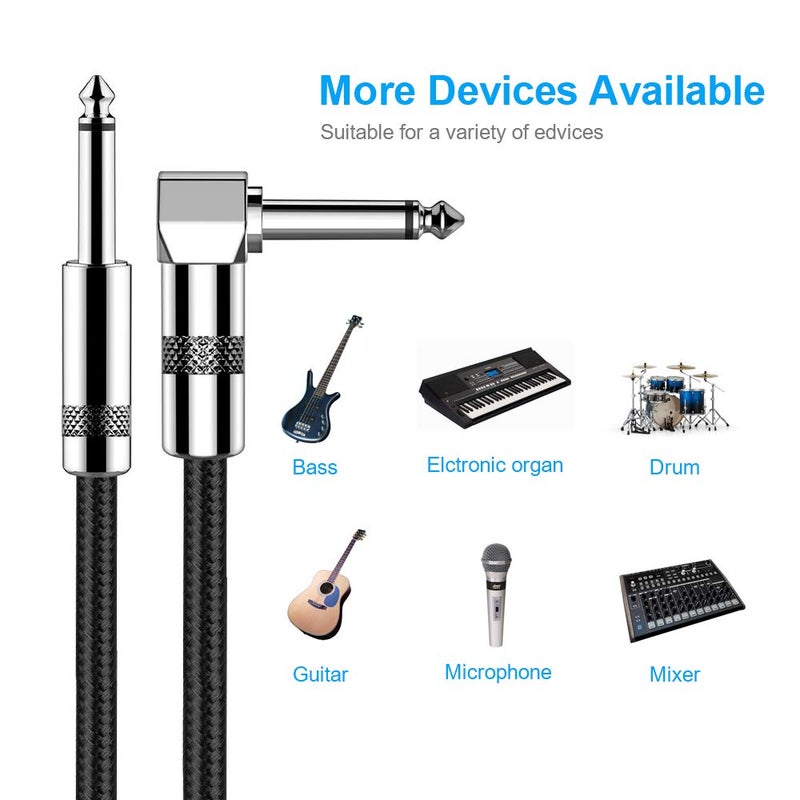 New Bee Guitar Cable 6ft Electric Instrument Cable Bass AMP Cord for Electric Guitar, Bass Guitar, Electric Mandolin, Pro Audio (Right Angle to Straight, Black) - Image 2