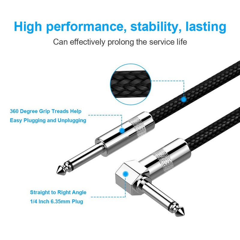 New Bee Guitar Cable 6ft Electric Instrument Cable Bass AMP Cord for Electric Guitar, Bass Guitar, Electric Mandolin, Pro Audio (Right Angle to Straight, Black) - Image 3