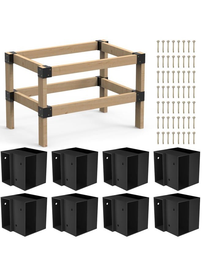 Neorexon 2' x 4' Basics Workbench Kit, 8 PCS Heavy Duty 3-Way Brackets for Garage Workbench Legs Brackets, Metal DIY Work Bench Kit Suitable for Shelving, Work Table, Lumber Not Included - Image 1