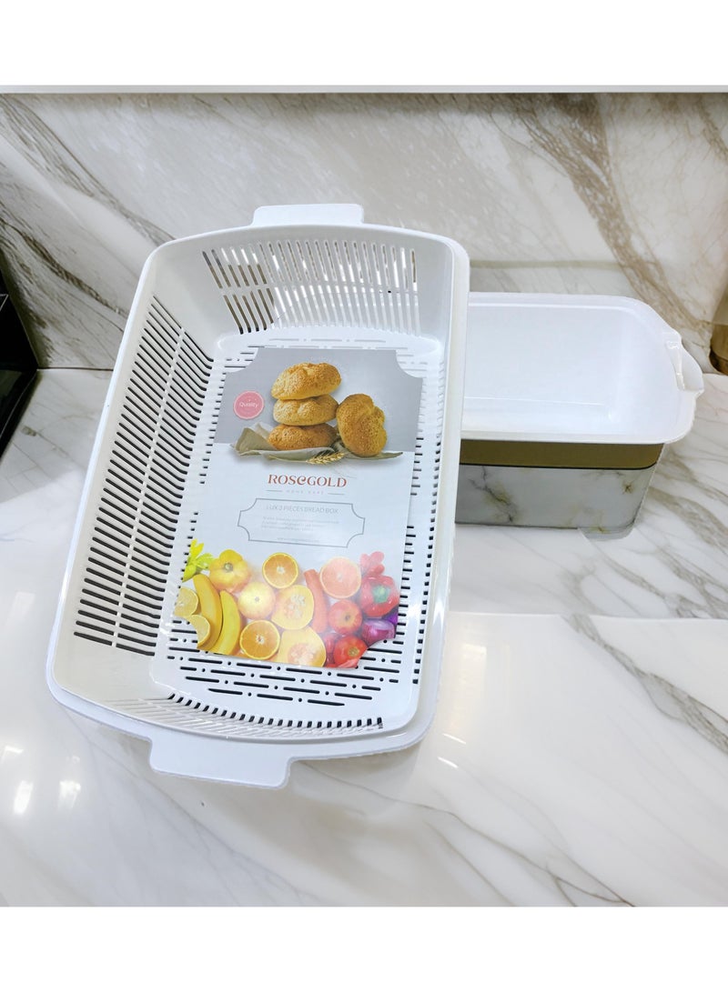 On Mart Food Storage Container Fridge Organizer Food Box Bins with Lid, Drain Basket Kitchen Containers & Storage for Vegetable and Fruit Salad Strainer BPA Free & Leak Proof | Kitchen Storage Box  (White) - Image 4
