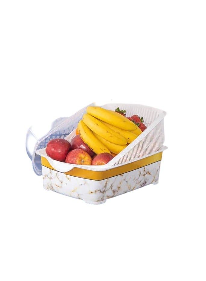 On Mart Food Storage Container Fridge Organizer Food Box Bins with Lid, Drain Basket Kitchen Containers & Storage for Vegetable and Fruit Salad Strainer BPA Free & Leak Proof | Kitchen Storage Box  (White) - Image 3