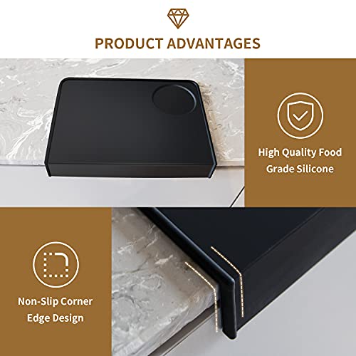 AQKILO Espresso Tamping Mat (with Tamper Base), Black Food Grade Silicone Pad, 8Inch X5.8Inch Non-Slip Coffee Tamper Mat, Waterproof & Heat Resistant Barista Accessory - Image 4