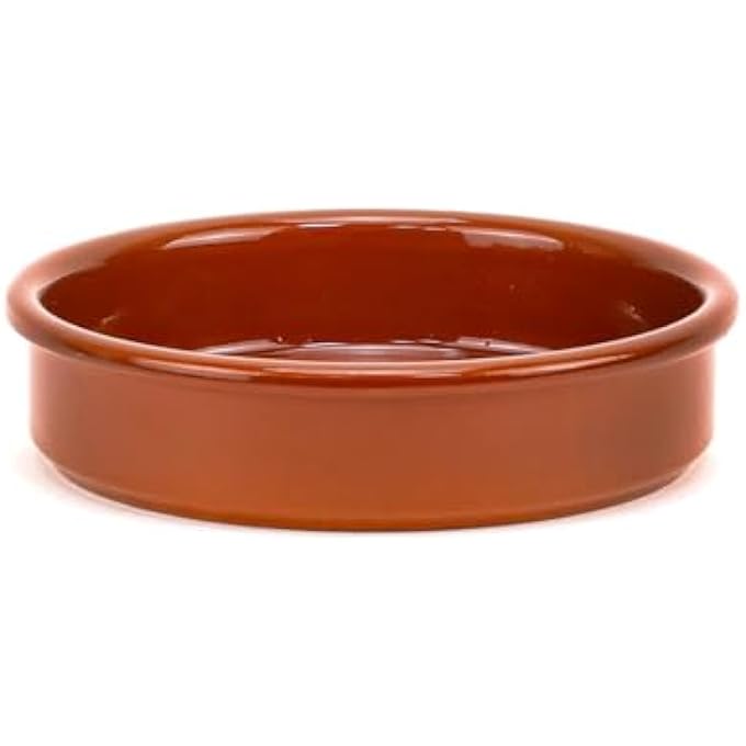 ريحني طبق طيني دائري إسباني طيني يدوي الصنع وأدوات طعام مطبخ متعددة الأغراض وعاء طيني طبيعي بلون بني 14 سم 6 قطع - Image 5