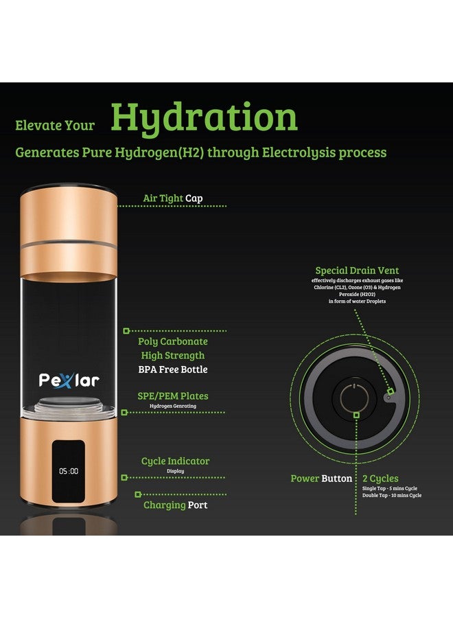 Pexlar HYDROGEN WATER Bottle |SPE-PEM Technology|1 Year Warranty| Platinum Titanium plates |Inhallation Feature| No Chlorine No Ozone Mixing| H2 > 5000 PPB | -ORP -750 mv| Purity 99.9% H2 | Health Benefit - Image 4