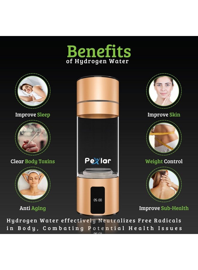 Pexlar HYDROGEN WATER Bottle |SPE-PEM Technology|1 Year Warranty| Platinum Titanium plates |Inhallation Feature| No Chlorine No Ozone Mixing| H2 > 5000 PPB | -ORP -750 mv| Purity 99.9% H2 | Health Benefit - Image 3