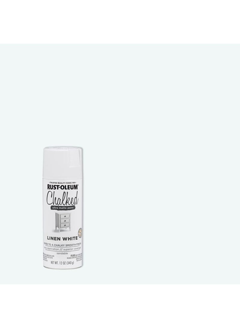 RUST-OLEUM طلاء رذاذ مطفي فائق من تشالك بلون أبيض الكتان 340غ (12 أونصة) - سهل الاستخدام، تغطية ممتازة وتجفيف سريع، طلاء للأثاث، الحرف اليدوية وديكور المنزل - 302591 - Image 3