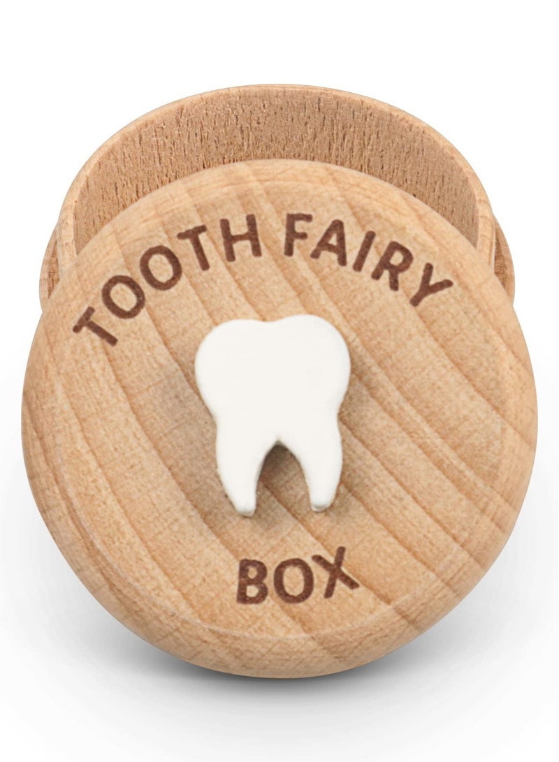 Excefore Tooth Fairy Box for Kids Keepsake, Baby Tooth Holder, Wooden Saver Organizer, Storage Box for Baby, Toddlers, Boys, Girls, Lost Teeth Birthday Present - Image 1