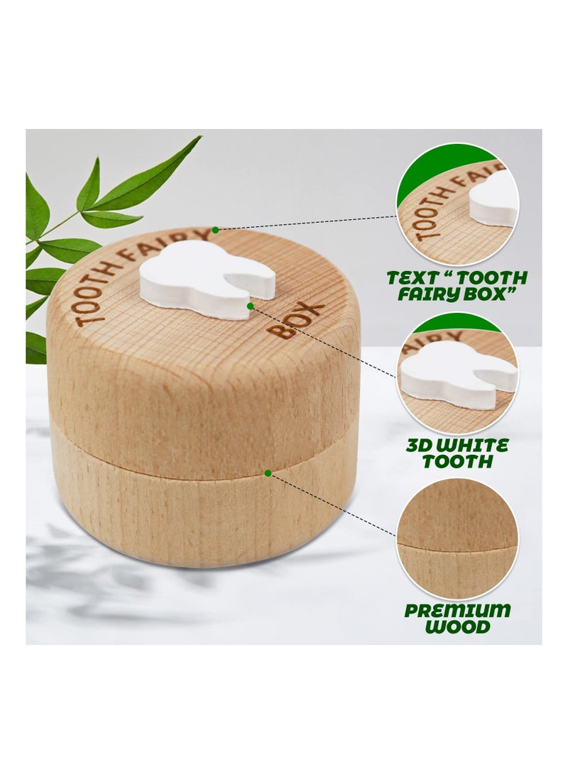 Excefore Tooth Fairy Box for Kids Keepsake, Baby Tooth Holder, Wooden Saver Organizer, Storage Box for Baby, Toddlers, Boys, Girls, Lost Teeth Birthday Present - Image 3