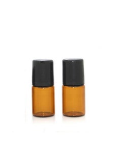 TOPWEL 2Ml 6Pcs Essential Oil Glass Roller Bottles Mini Tiny Refillable Empty Aromatherapy Perfume Liquid Amber Glass Roll On Bottles Vials Metal Rollerball Bottles Jar  - Image 3