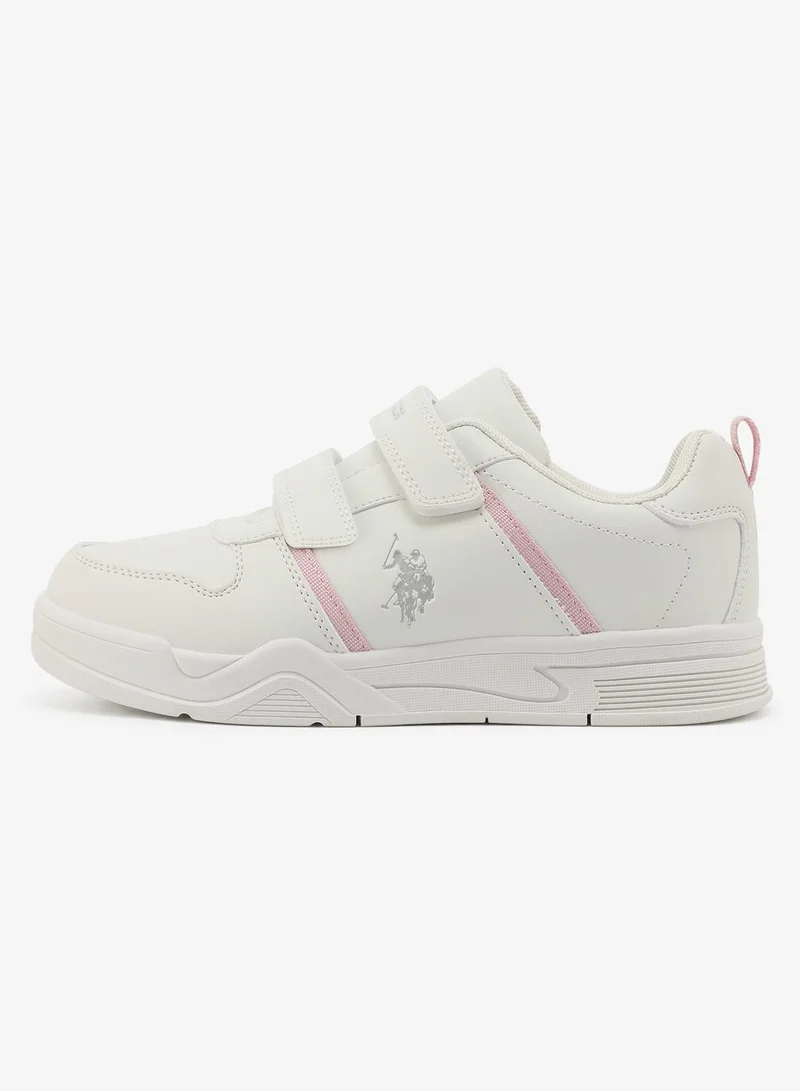 يو اس بولو اسن U.S. Polo Assn. Kena Girl's Comfortable Stylish Casual Everyday Low Top Sneaker - White