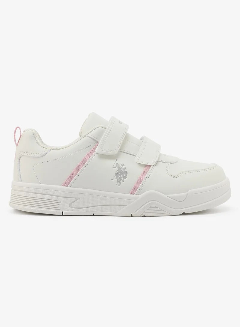 يو اس بولو اسن U.S. Polo Assn. Kena Girl's Comfortable Stylish Casual Everyday Low Top Sneaker - White