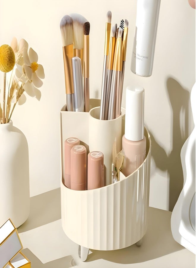 Jinila Different Size 4 Compartments Makeup Brush Holder Multipurpose Cosmetic, Makeup, Stationery Storage Organizer For Home and Office (Pack of 1, Cream Color) - Image 2