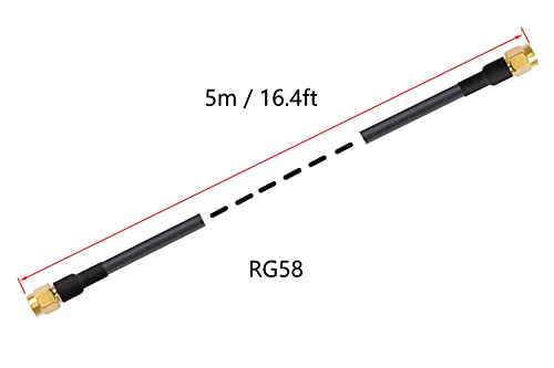 POBADY SMA Male to SMA Male Pigtail Cable WLAN Antenna Cable RG58 16.4ft/5M for WiFi Wireless Network 2G 3G 4G Antenna Router GSM Bluetooth WLAN LAN - Image 4