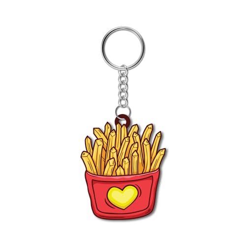 Bhai Please Fries Wooden Keychain for Car, Bike, Office, Home (Pack of 1) Multicolour Key Chain with Ring | Gift for Men, Women, Girls, Boys, Him and Her - Image 1