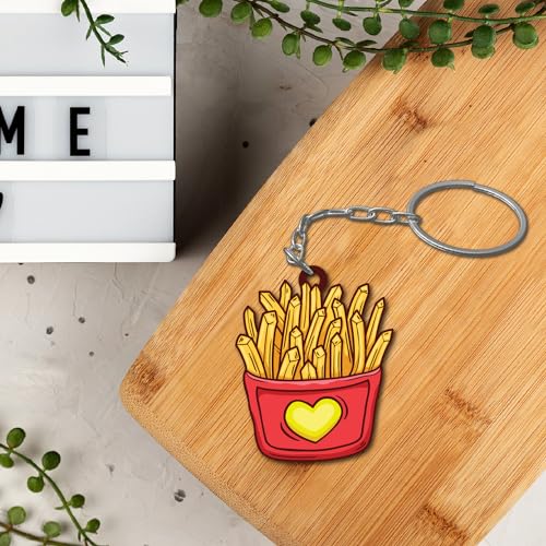 Bhai Please Fries Wooden Keychain for Car, Bike, Office, Home (Pack of 1) Multicolour Key Chain with Ring | Gift for Men, Women, Girls, Boys, Him and Her - Image 2